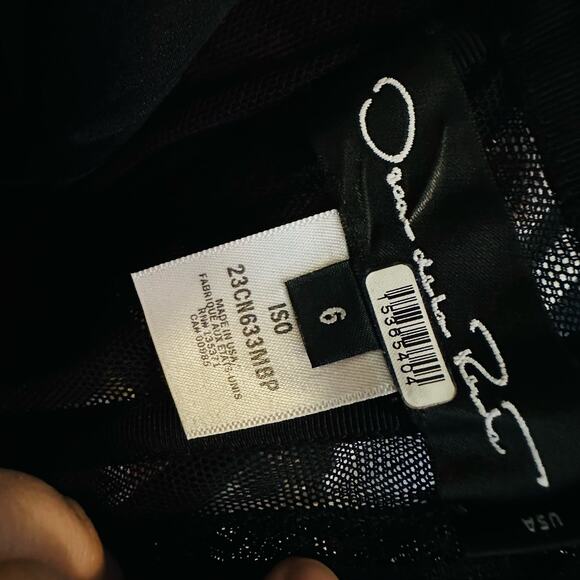 OSCAR DE LA RENTA Black Floral Hand Embroidered Tulle Beaded Midi Dress Size 6 - Picture 13 of 13